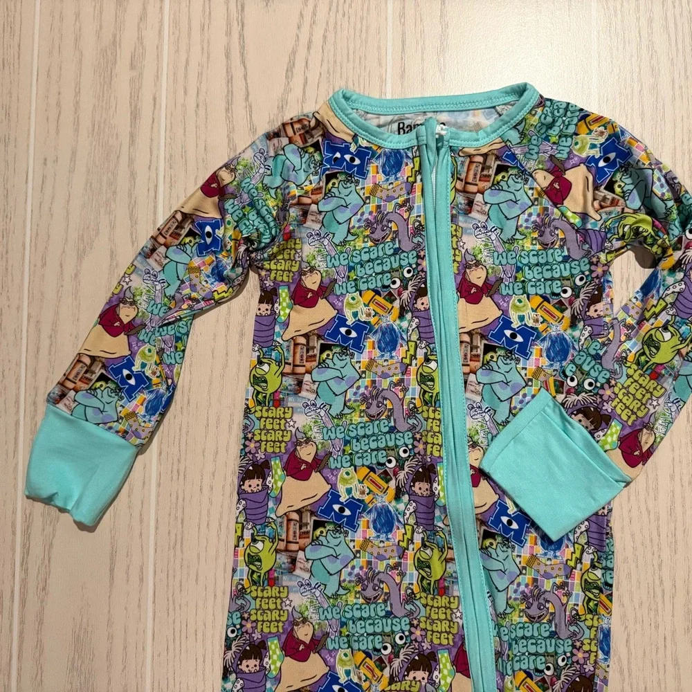 Little Britches Boutique Bamboo Zippy Pajamas Monsters Inc 2 Way Zip Unisex 2T‎